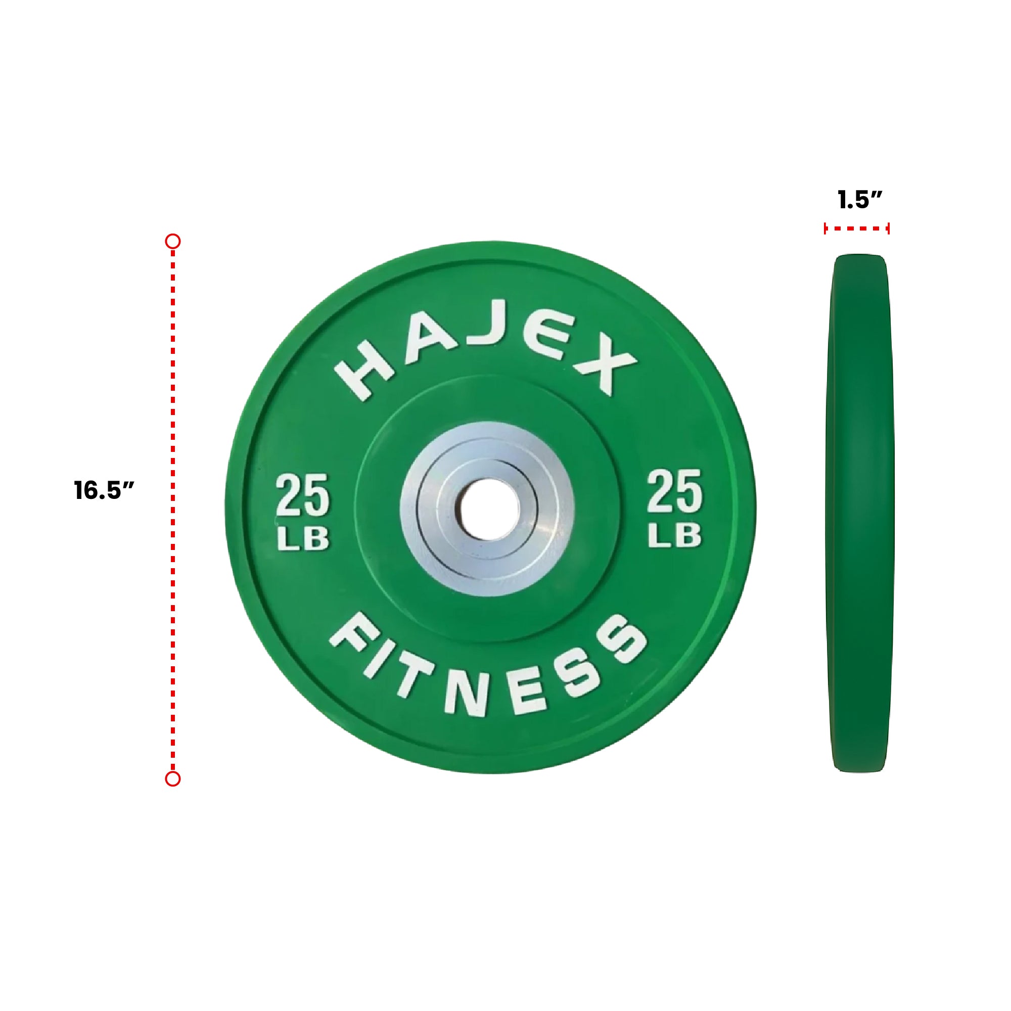 HAJEX Olympic Competition Steel Hub Bumper Plates Colored - 15, 25, 35, 45, 55 LB