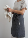 Half Linen Apron - Anthracite