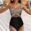 Halter neck One piece Swimsuit Summer Bikini Beach Solid Color Cross-strap Design Mesh