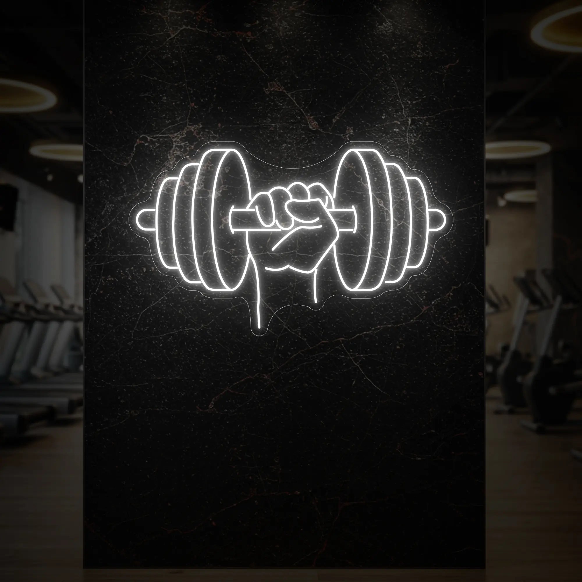 Hand holding a weight Neon Sign