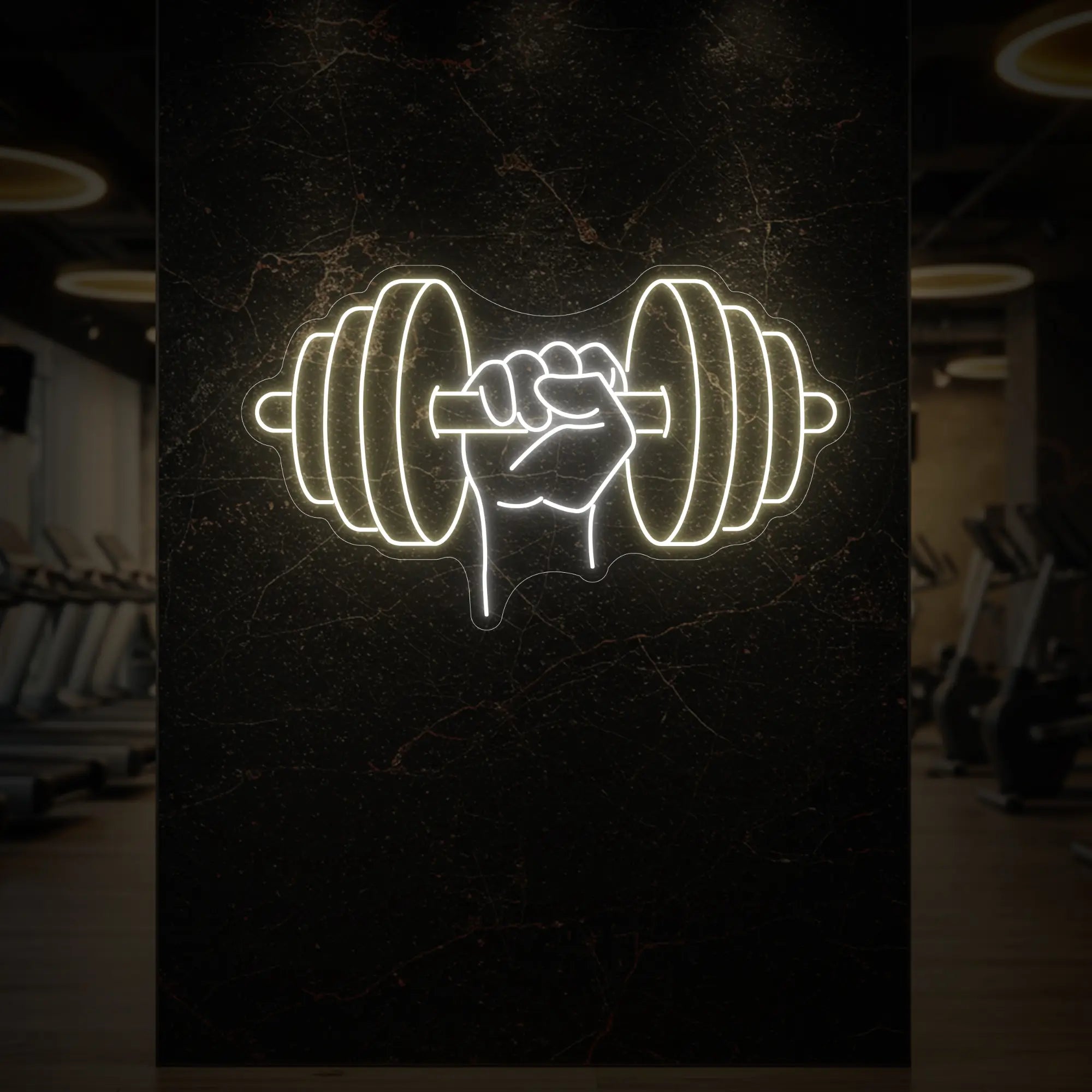 Hand holding a weight Neon Sign