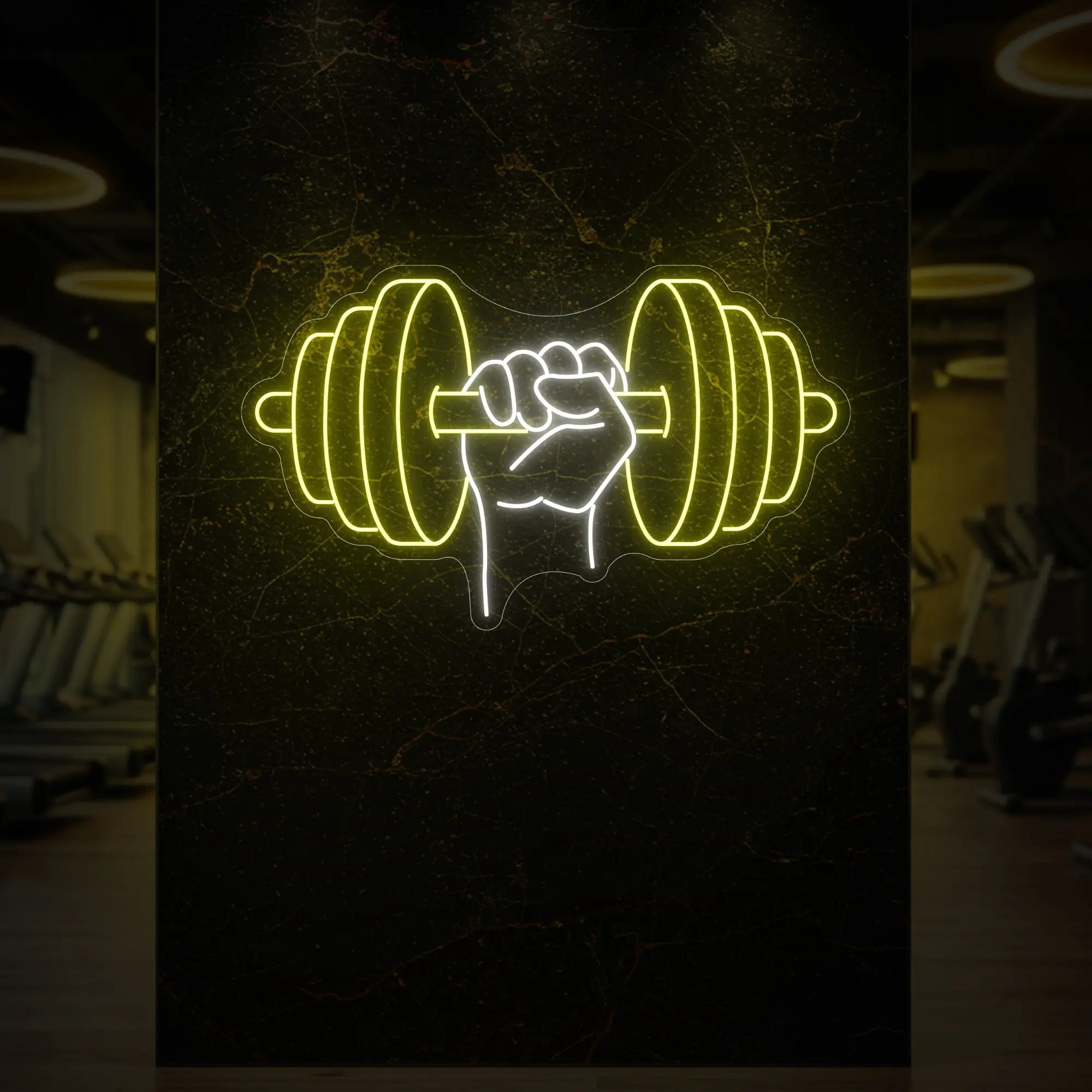 Hand holding a weight Neon Sign