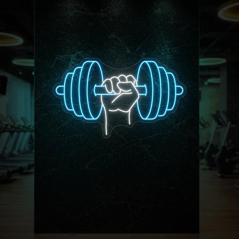 Hand holding a weight Neon Sign
