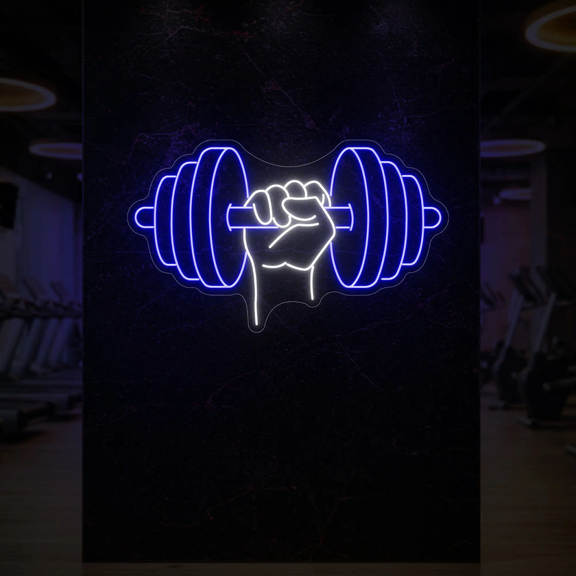 Hand holding a weight Neon Sign