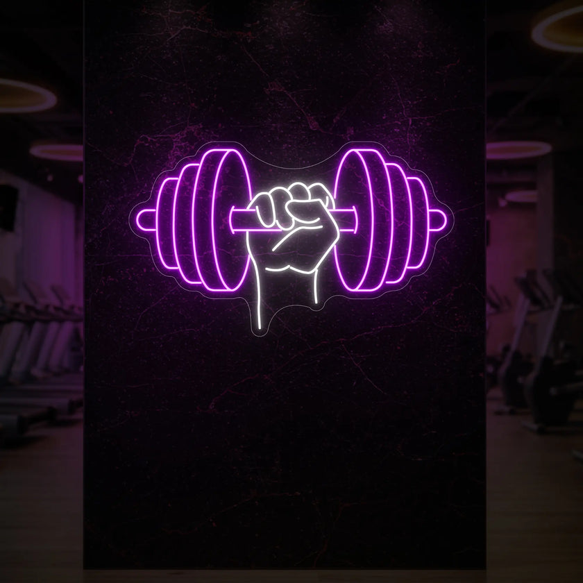 Hand holding a weight Neon Sign