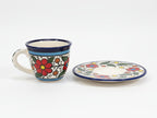 Handcrafted Palestinian Arabic Coffee Cup | Garden Rose Vine Ceramic Espresso Cup from Hebron