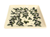 Hand-Painted Olive Branch Ceramic Square Plate | Palestinian Pottery from Hebron