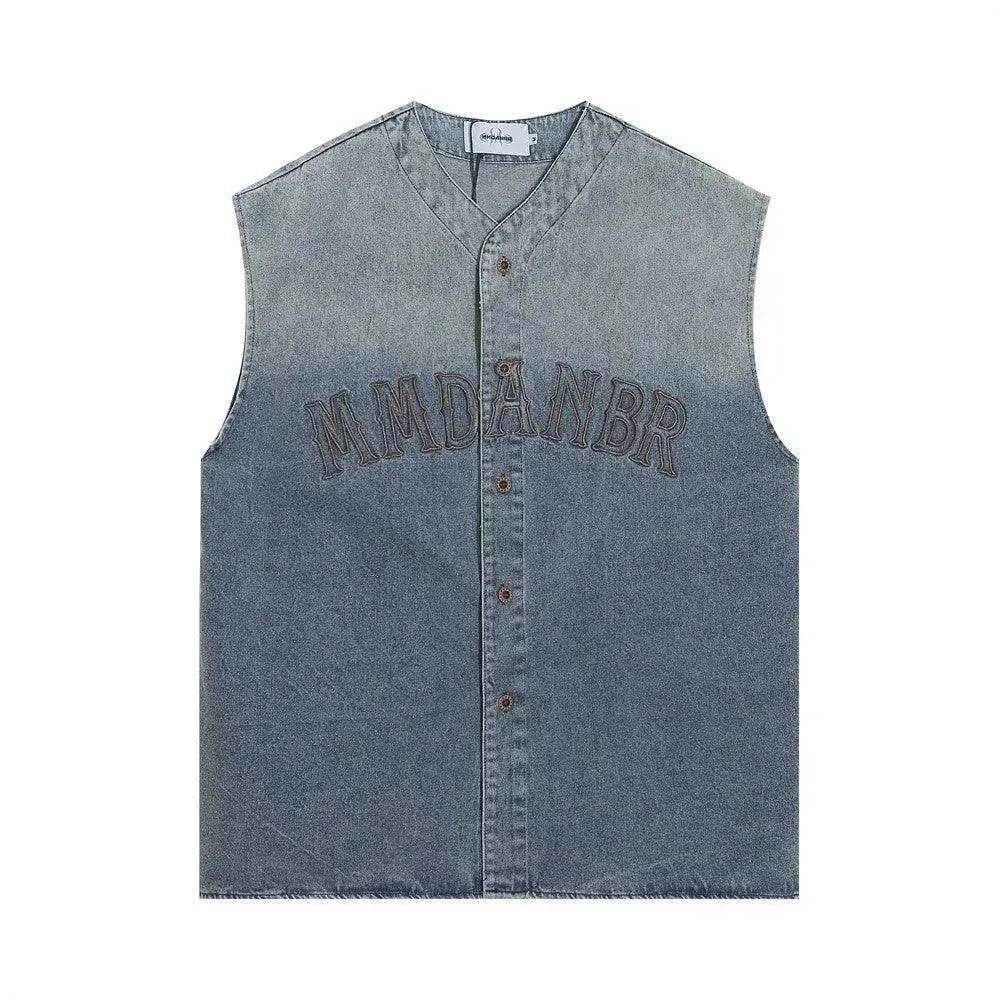 Hanging Dye Gradient Denim Vest Men