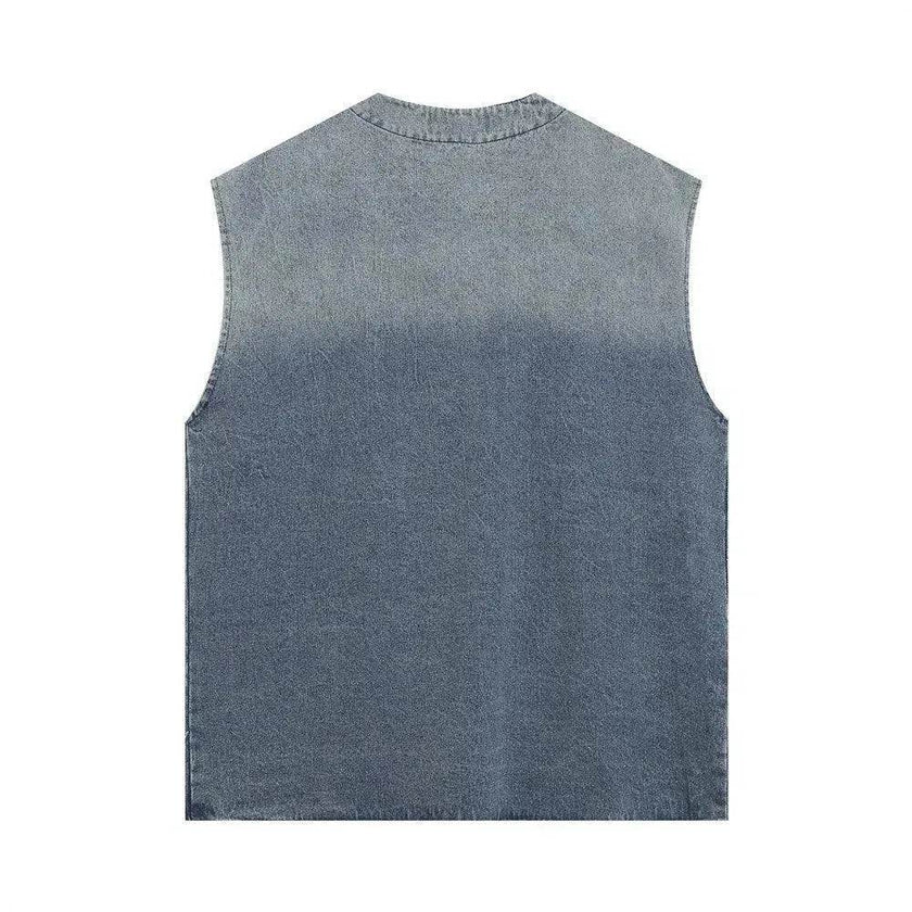 Hanging Dye Gradient Denim Vest Men