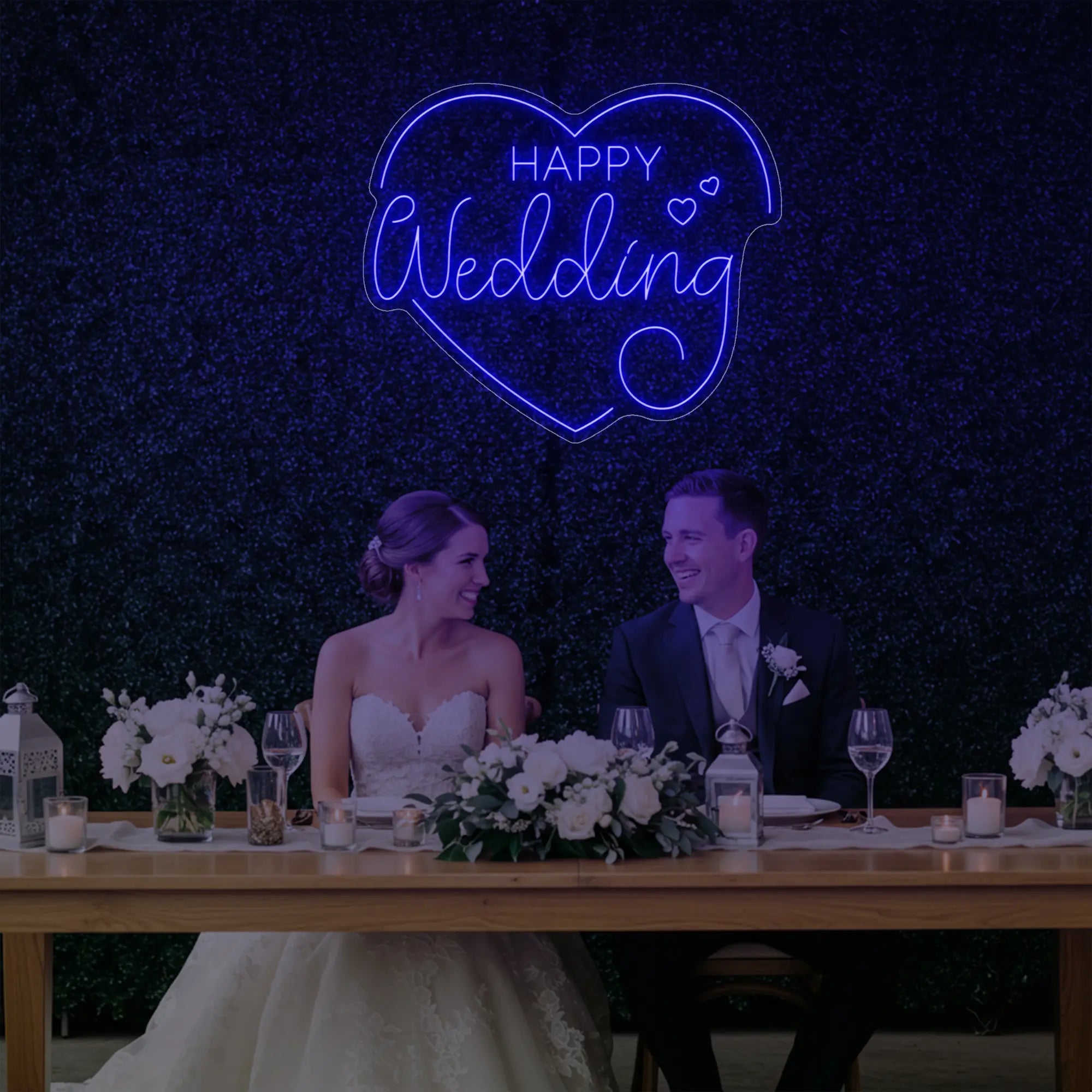Happy Wedding Heart Neon Sign