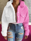 Harajuku Style Stitching Color Matching Women's Coat Slim Fit