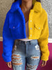 Harajuku Style Stitching Color Matching Women's Coat Slim Fit