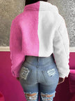 Harajuku Style Stitching Color Matching Women's Coat Slim Fit