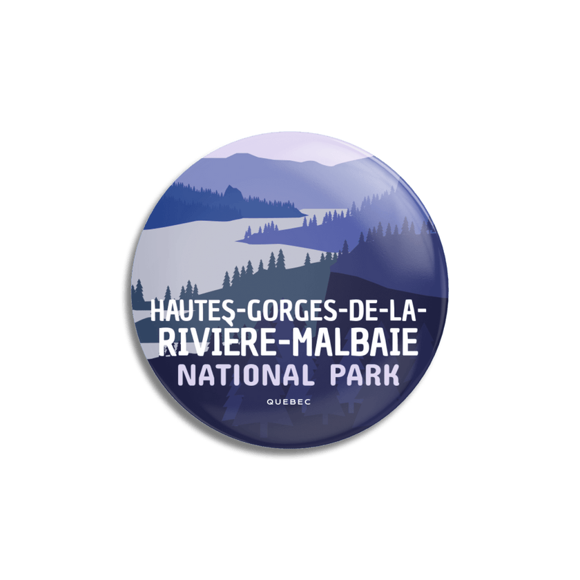 Hautes-Gorges-de-la-Rivière-Malbaie National Park of Quebec Pinback Button, Canada Parks