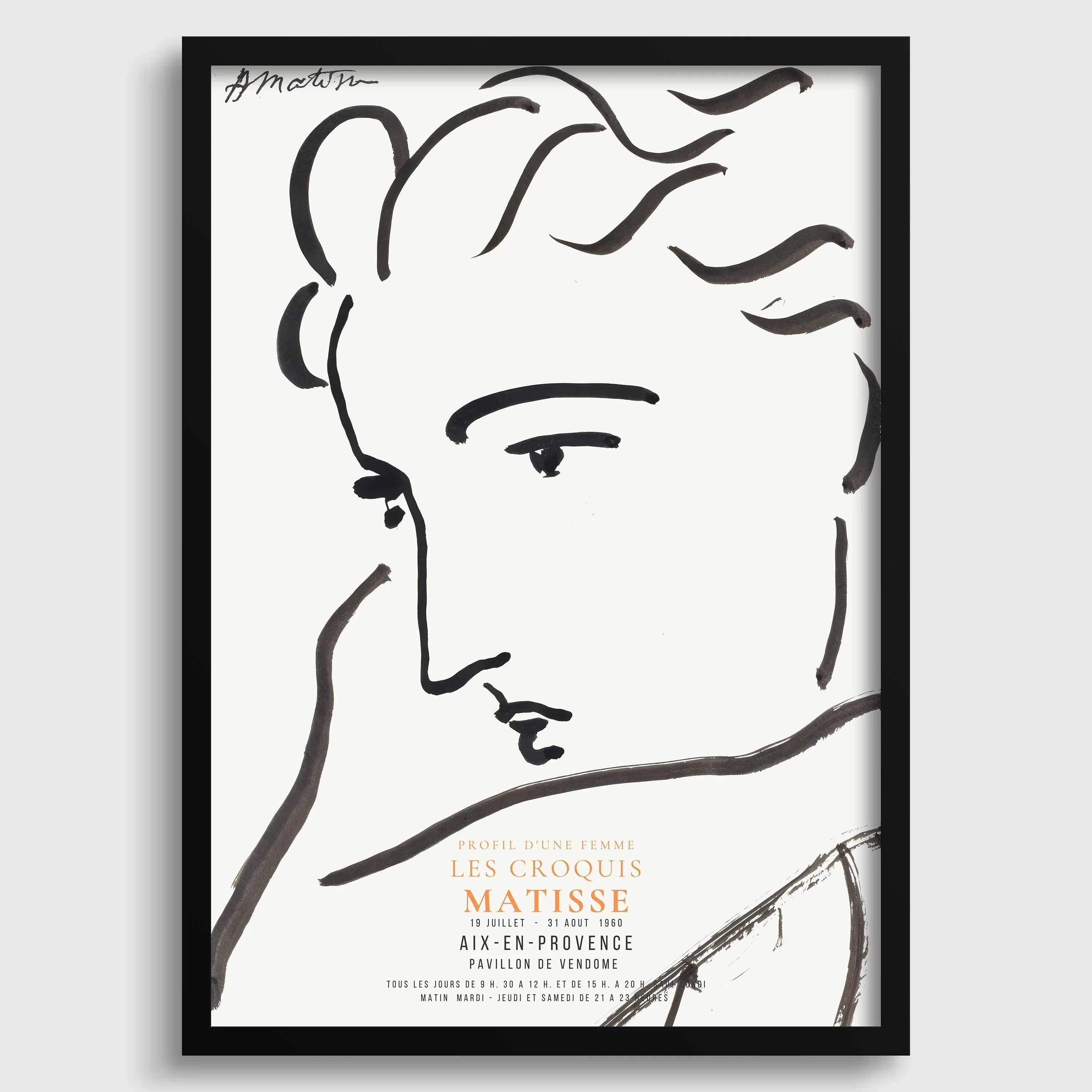 Henri Matisse - Profile of a Woman | Famous Sketch Art (available handframed or unframed)