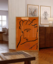 Henri Matisse - Profile of a Woman | Famous Sketch Art in Orange and Black (available handframed or unframed)