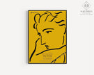 Henri Matisse Woman Profile Art Print: Yellow & Black Sketch, Giclee on Hahnemuhle Paper