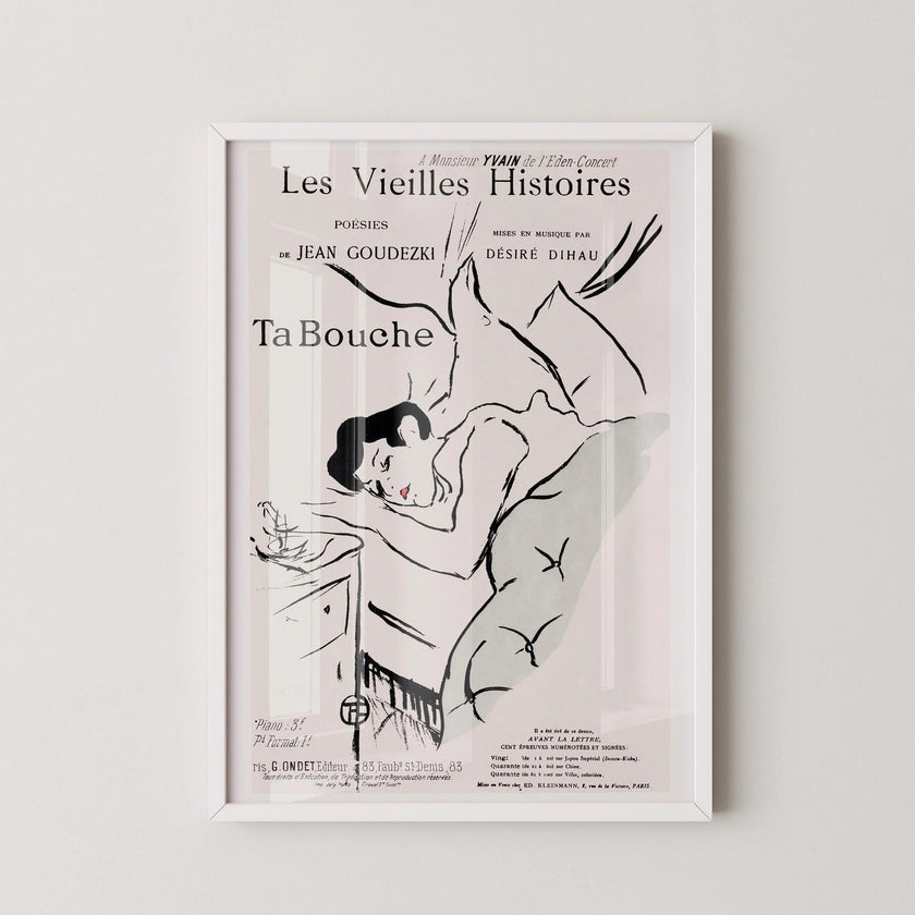 Henri Toulouse Lautrec - Ta Bouche | Famous Sketch Neutral Art Poster (available handframed or unframed)