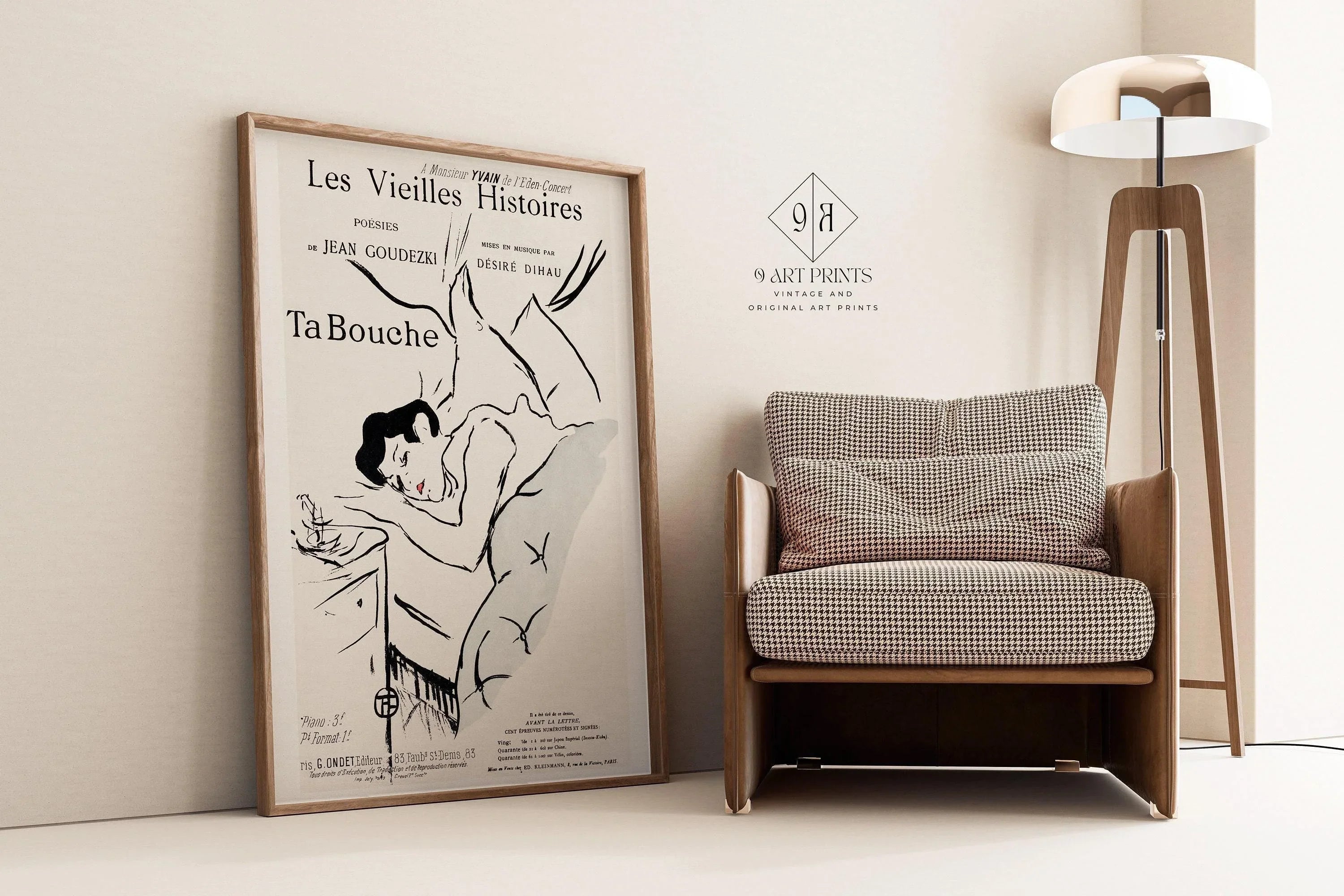 Henri Toulouse Lautrec - Ta Bouche | Famous Sketch Neutral Art Poster (available handframed or unframed)