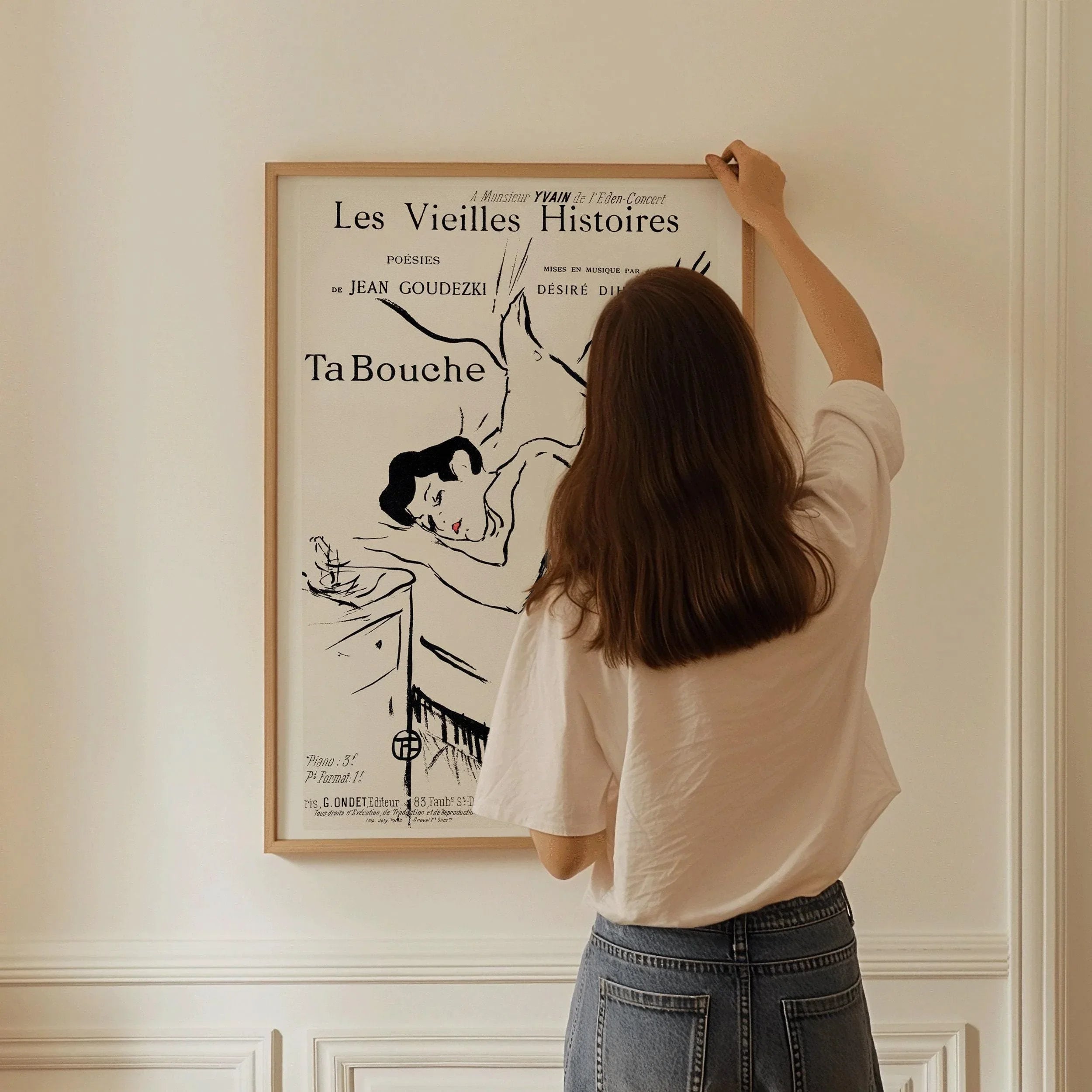 Henri Toulouse Lautrec - Ta Bouche | Famous Sketch Neutral Art Poster (available handframed or unframed)
