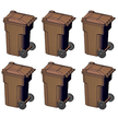 Hi-Tech Details 8009 HO 96-Gallon Wheeled Trash & Recycling Bin Brown Pkg of 6 KIT NIB