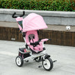 Qaba Convertible 4-in-1 Toddler Tricycle with Parent Handle for Kids 1-5 Years Outdoor Play Pink