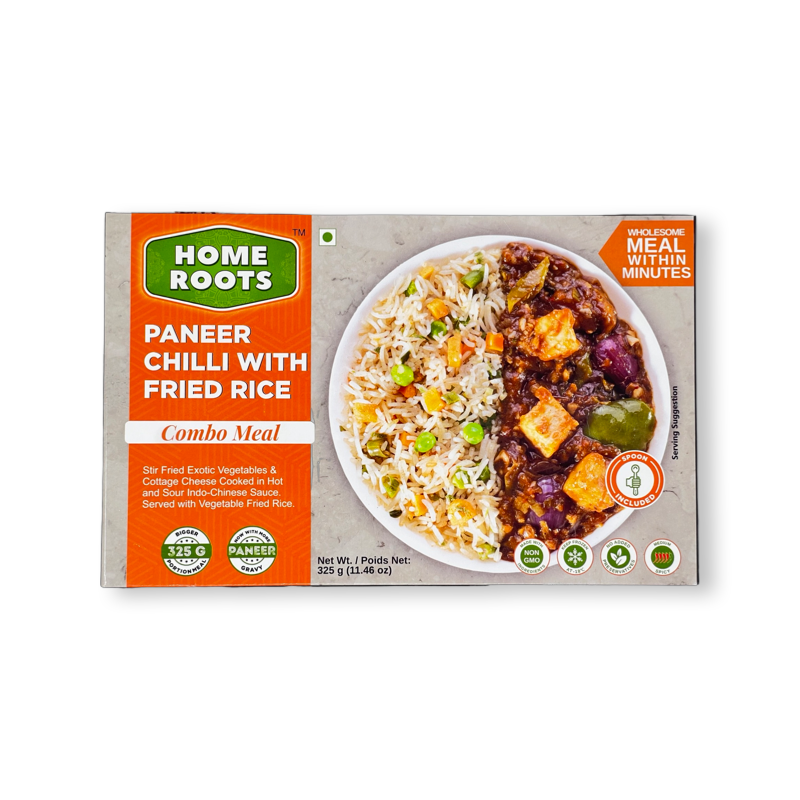 Home Roots Paneer Chilli With Fried Rice Combo Meal 325g