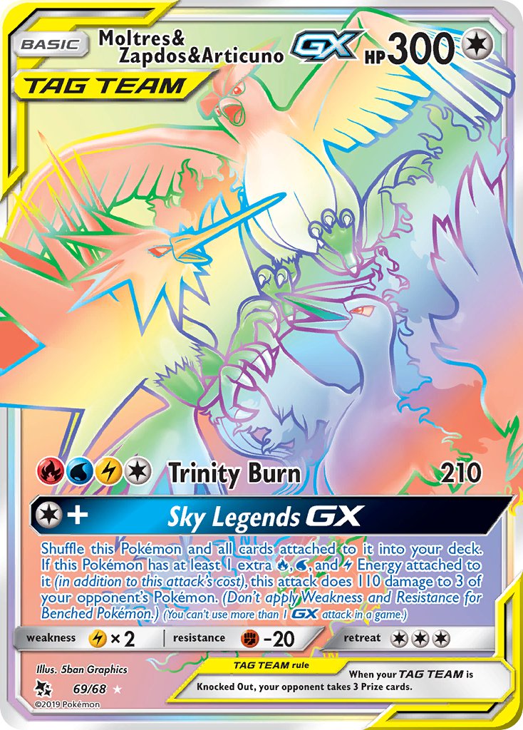 Moltres & Zapdos & Articuno-GX (69/68) - Holo Rare Holofoil