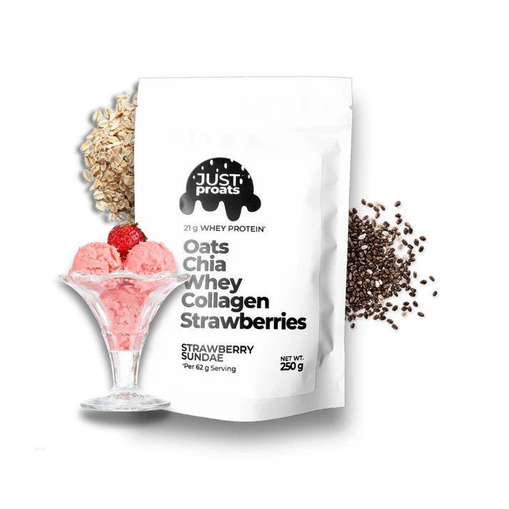 High Protein Oatmeal - Strawberry Sundae