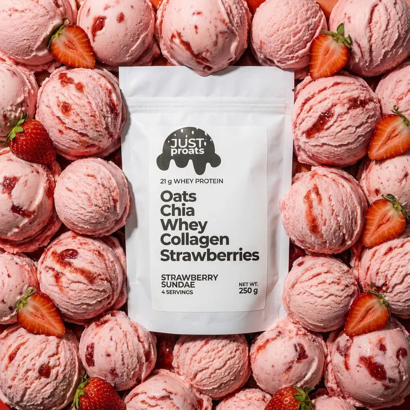 High Protein Oatmeal - Strawberry Sundae