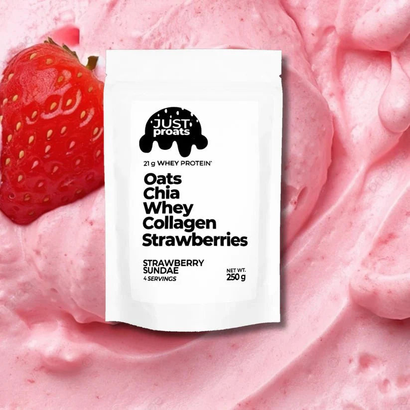 High Protein Oatmeal - Strawberry Sundae