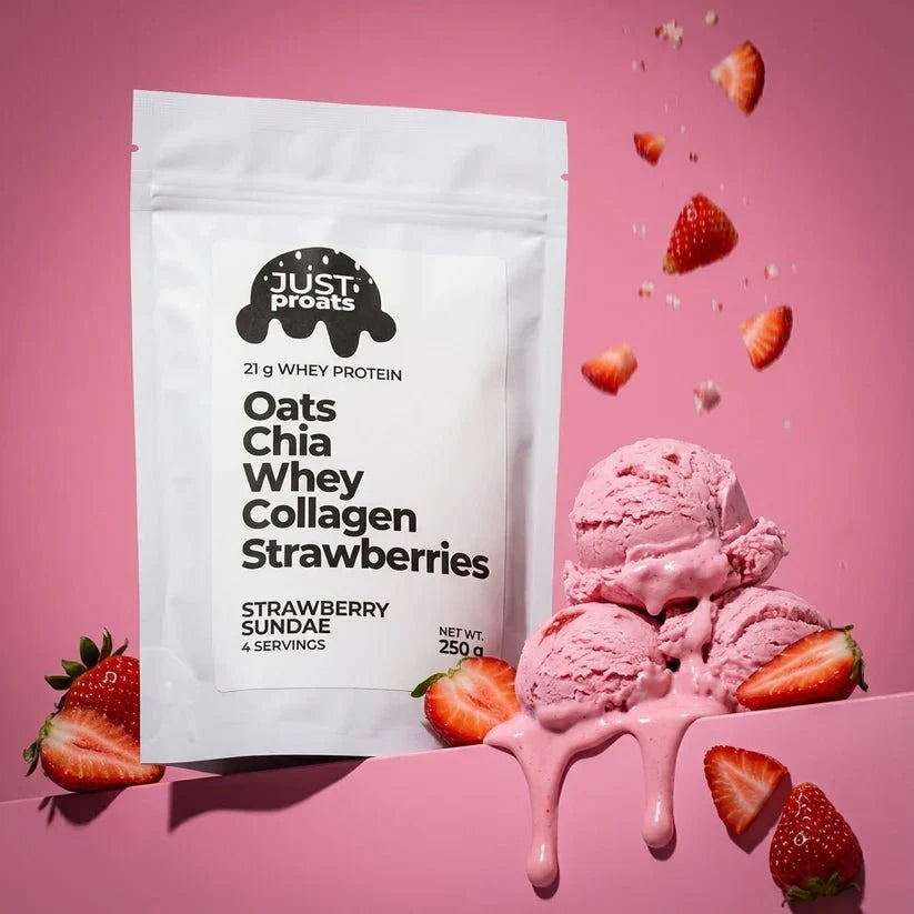High Protein Oatmeal - Strawberry Sundae