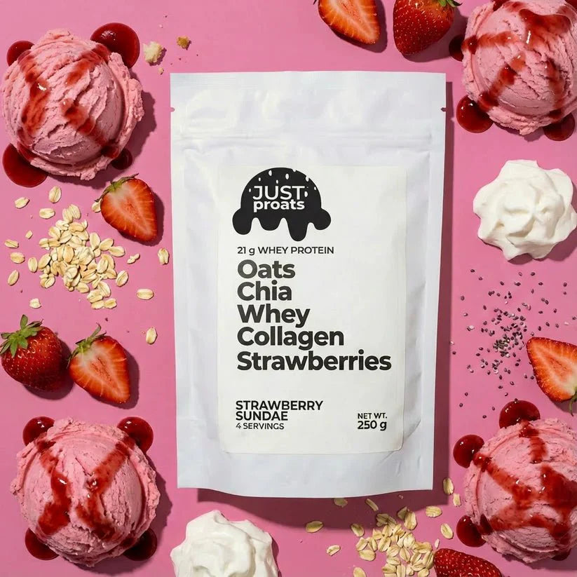 High Protein Oatmeal - Strawberry Sundae