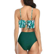 High Waist Split Swimsuit with Double Layer Lotus Leaf Design