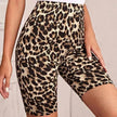 High Waist Tight Leopard Print Shorts Slim Elastic Leggings
