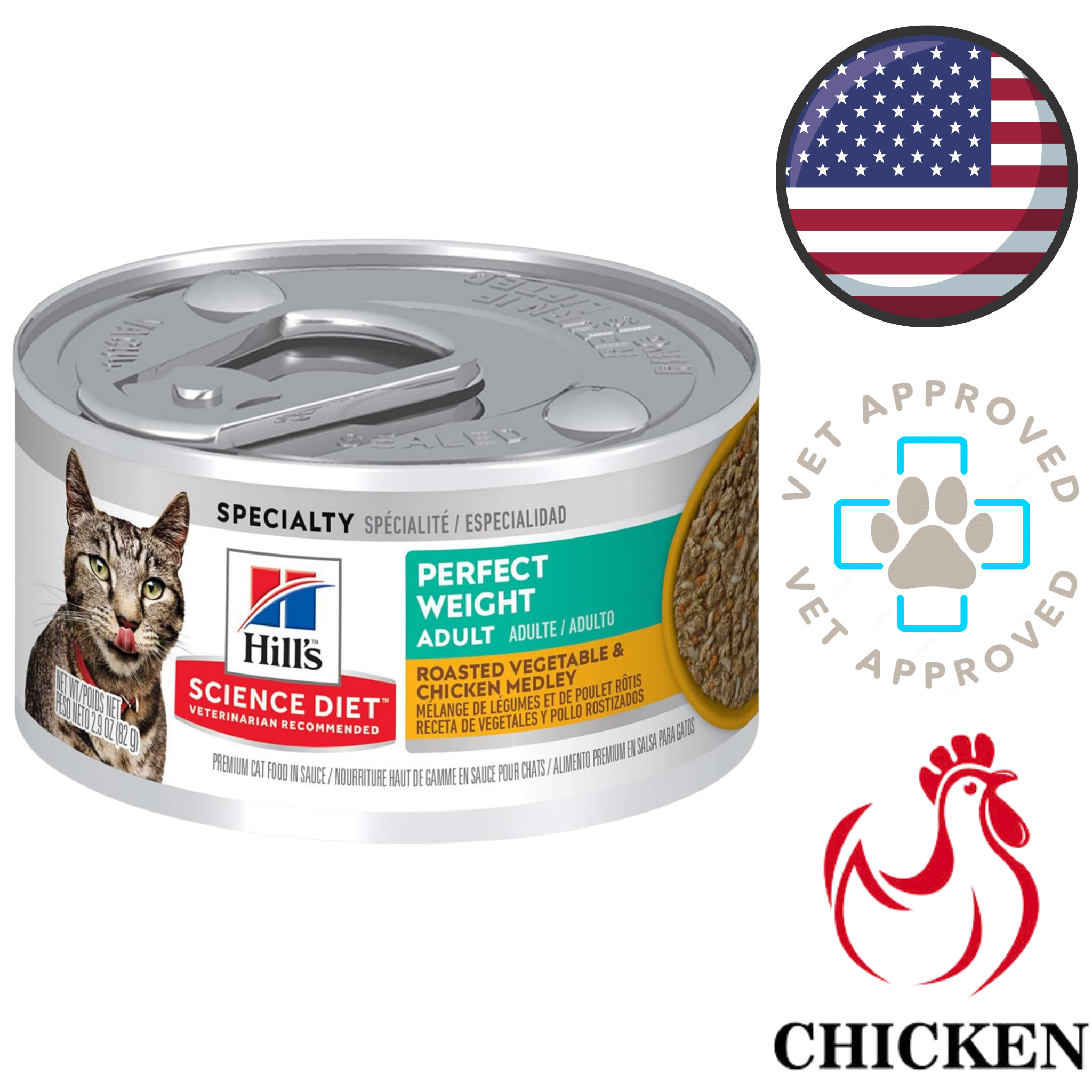 Hill's Science Diet - Perfect Weight Adult Roasted Vegetable & Chicken Medley Canned Cat Food