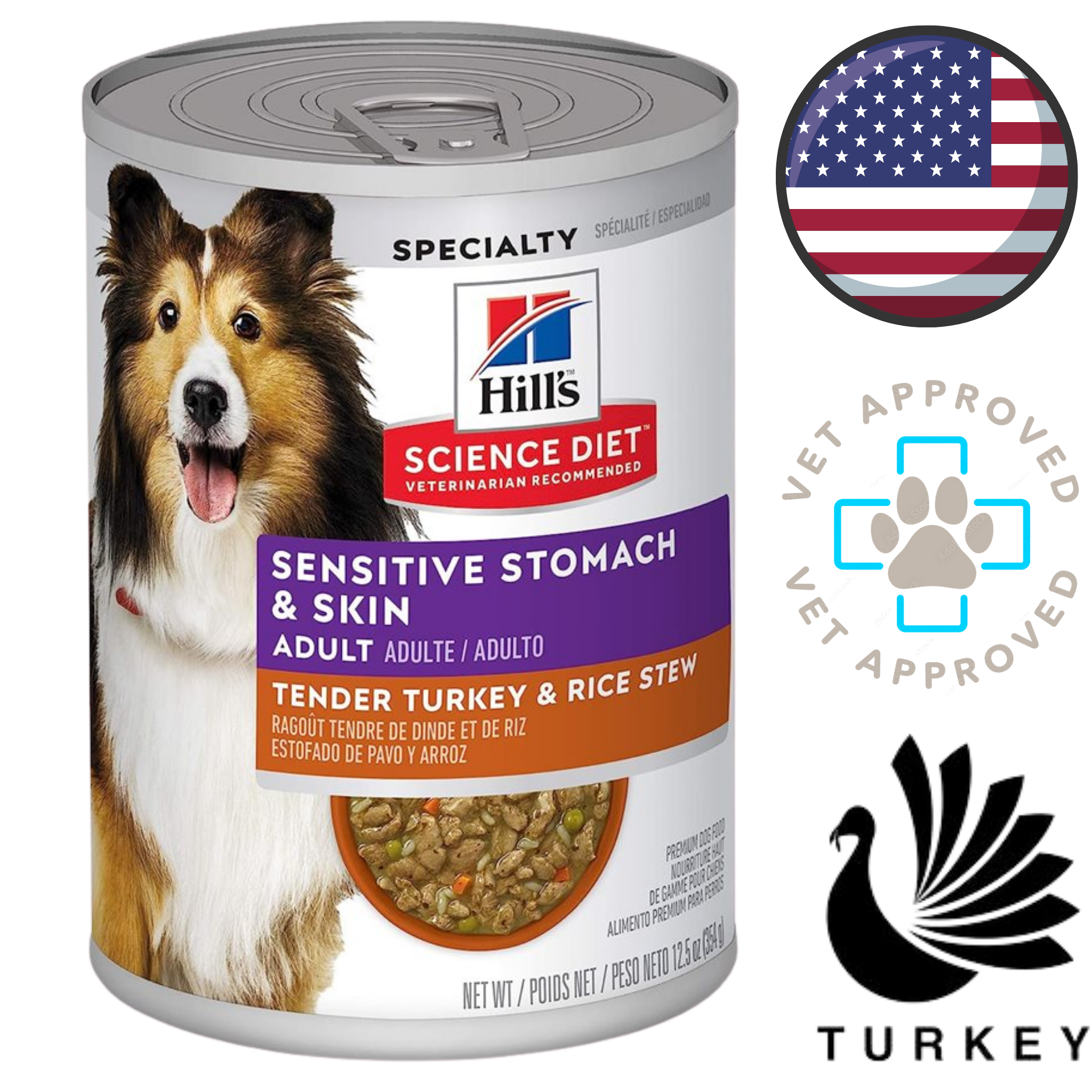 Hill's Science Diet - Sensitive Stomach & Skin Turkey & Rice Stew Canned Dog Food