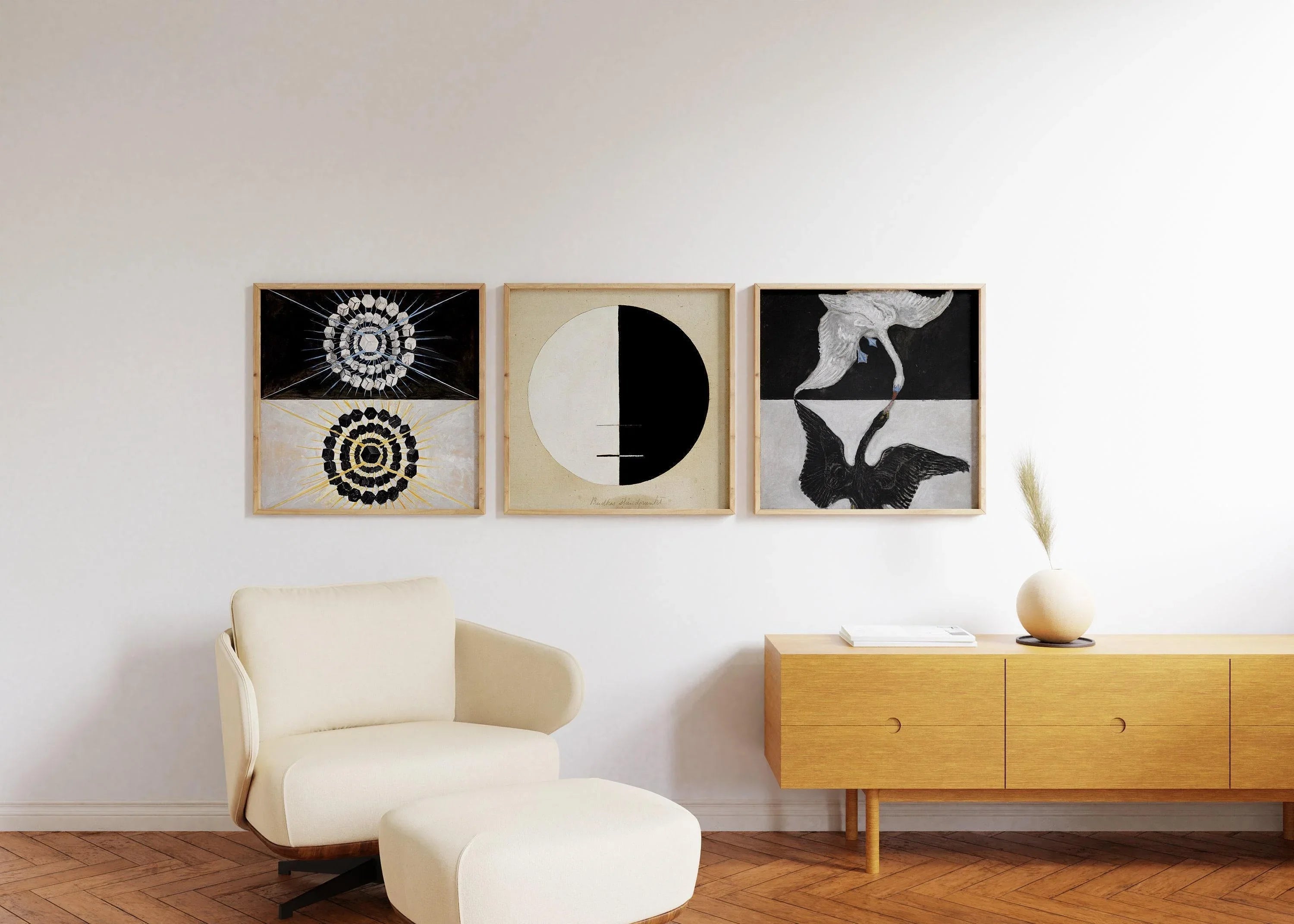 Hilma Af Klint STATEMENT TRIO Art | Abstract Vintage Art available framed 1x1
