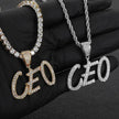 Hip Hop Straw Body Alphanumeric Patchwork DIY Pendant Micro Zirconia Necklace