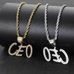 Hip Hop Straw Body Alphanumeric Patchwork DIY Pendant Micro Zirconia Necklace