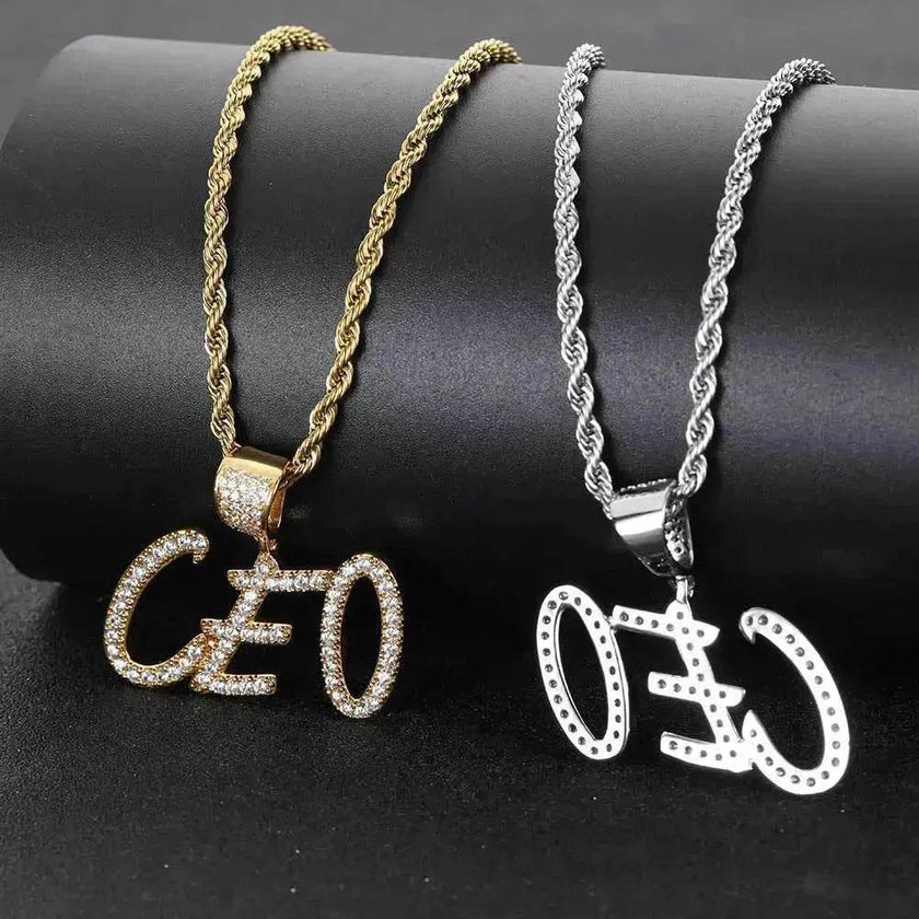 Hip Hop Straw Body Alphanumeric Patchwork DIY Pendant Micro Zirconia Necklace