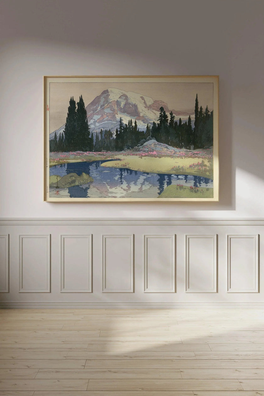 Hiroshi Yoshida Mount Rainier Print: Vintage Japanese Woodblock Art