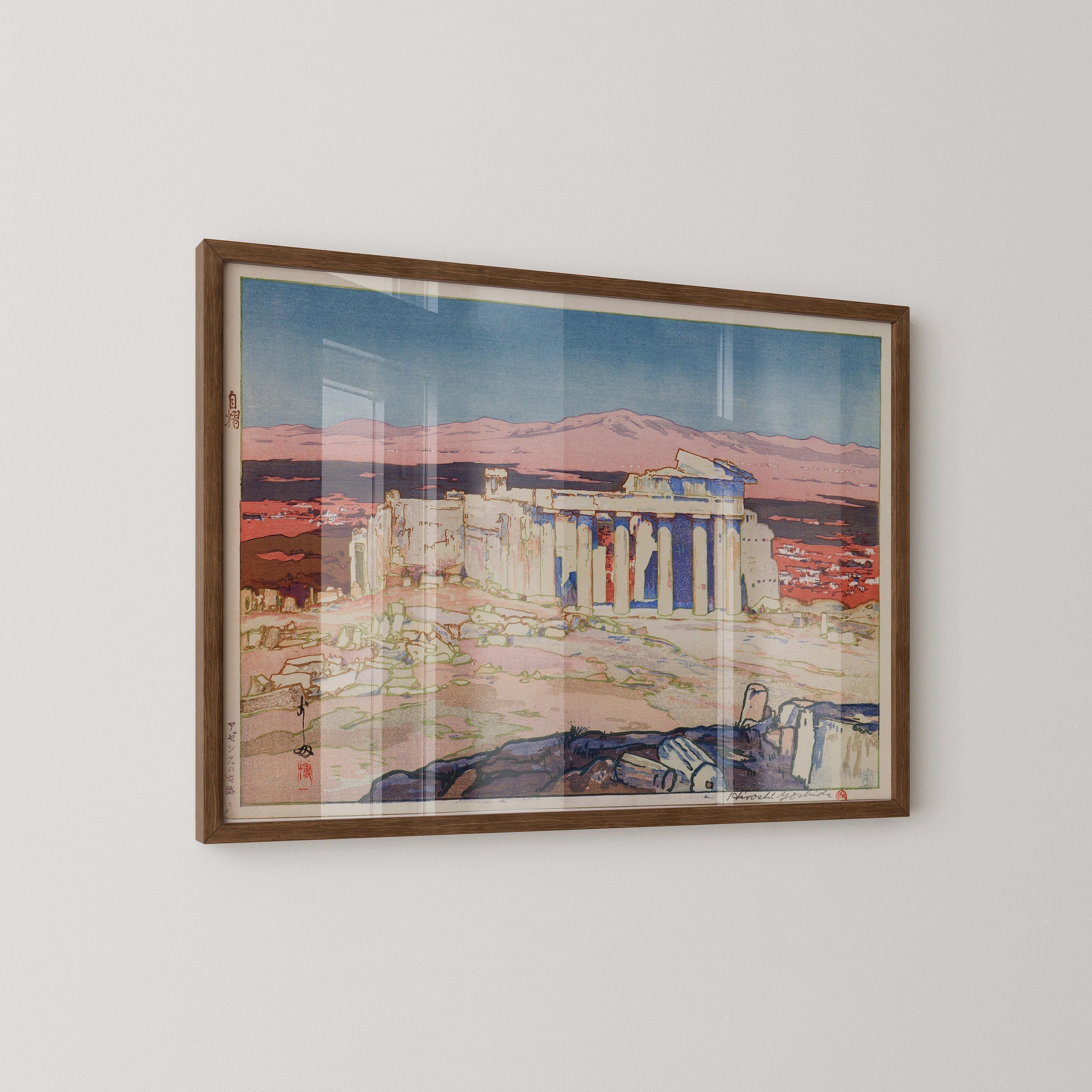 Hiroshi Yoshida Print: Ancient Athens Ruins, Japanese Woodblock Art