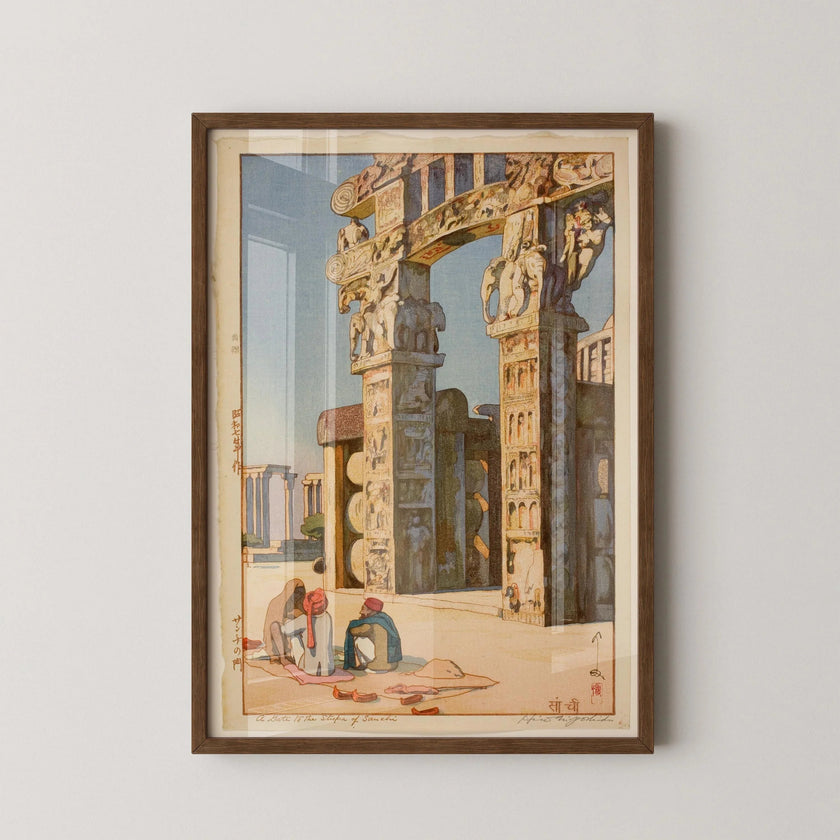 Hiroshi Yoshida Print: Japanese Woodblock Art - Gate to the Stupa at Sanchi