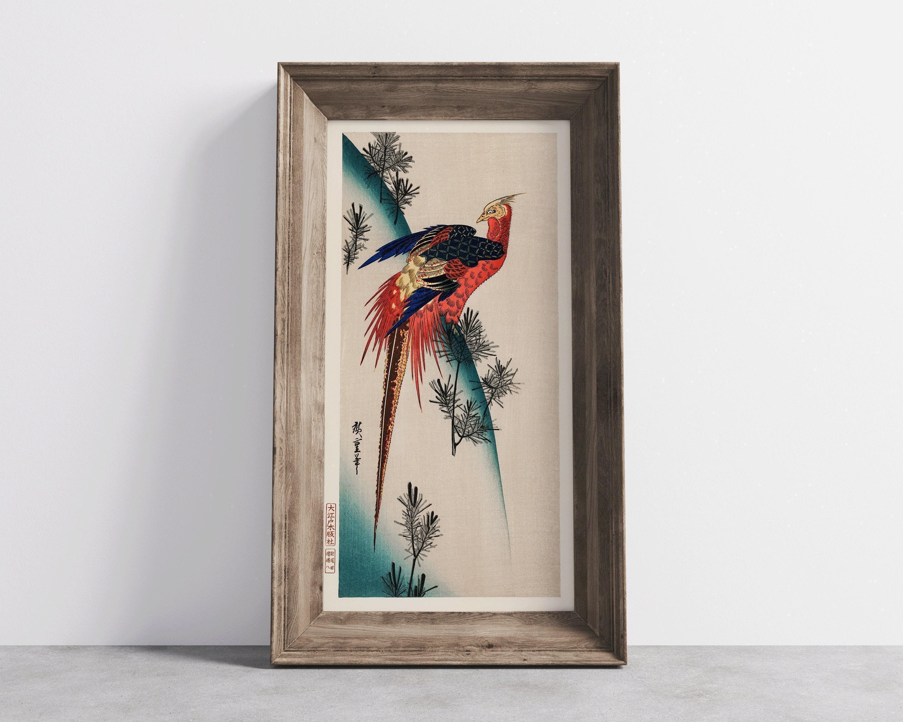 Hiroshige Pheasant Print: Vintage Japanese Art, Narrow Tall Format (2x1)