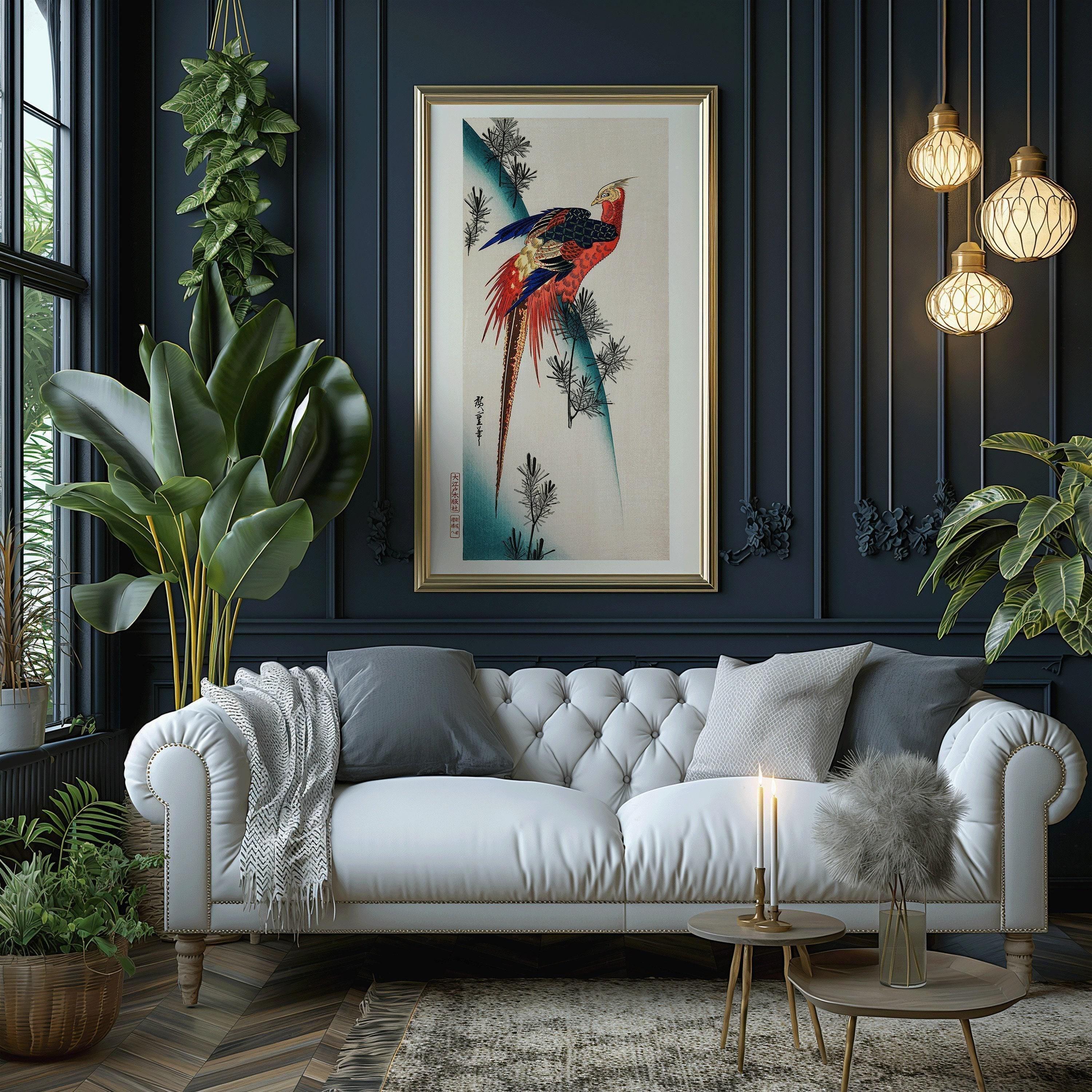 Hiroshige Pheasant Print: Vintage Japanese Art, Narrow Tall Format (2x1)
