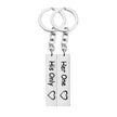 His Queen Her King Stainless Steel Couple Keychains Love Heart Her One His Only Rectangle Key Chain
