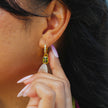 Hoor Drop Earrings- Silver and Olive