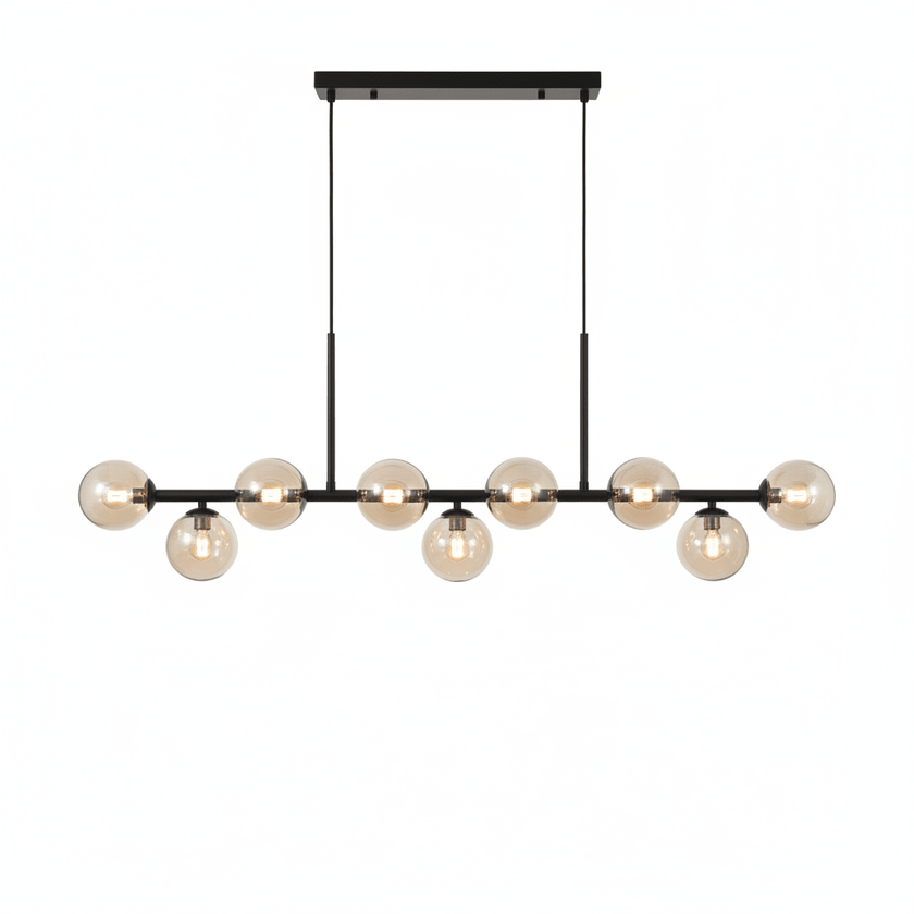 Horizon Bar Pendant with Smoked Globes