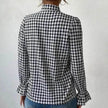 Houndstooth V-neck Long Sleeve Top Women